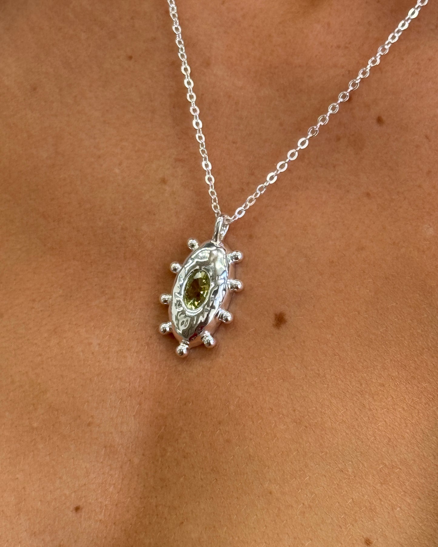 Coral Peridot Silver